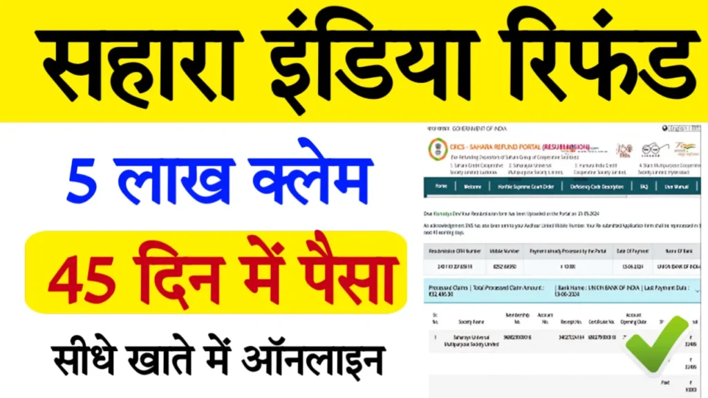 Sahara india Pariwar Refund Payment 2024